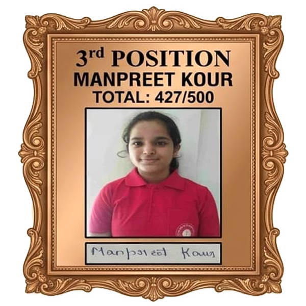 Manpreet Kour - 3rd Position Class XII